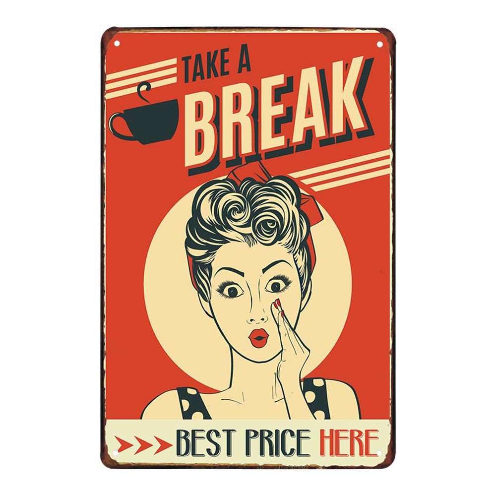 Funny Coffee Quote - Metal Tin Sign Retro Vintage Plaque Set of 4