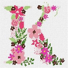 Pepita Needlepoint Canvas The Letter K Flowering, 7" x 7"