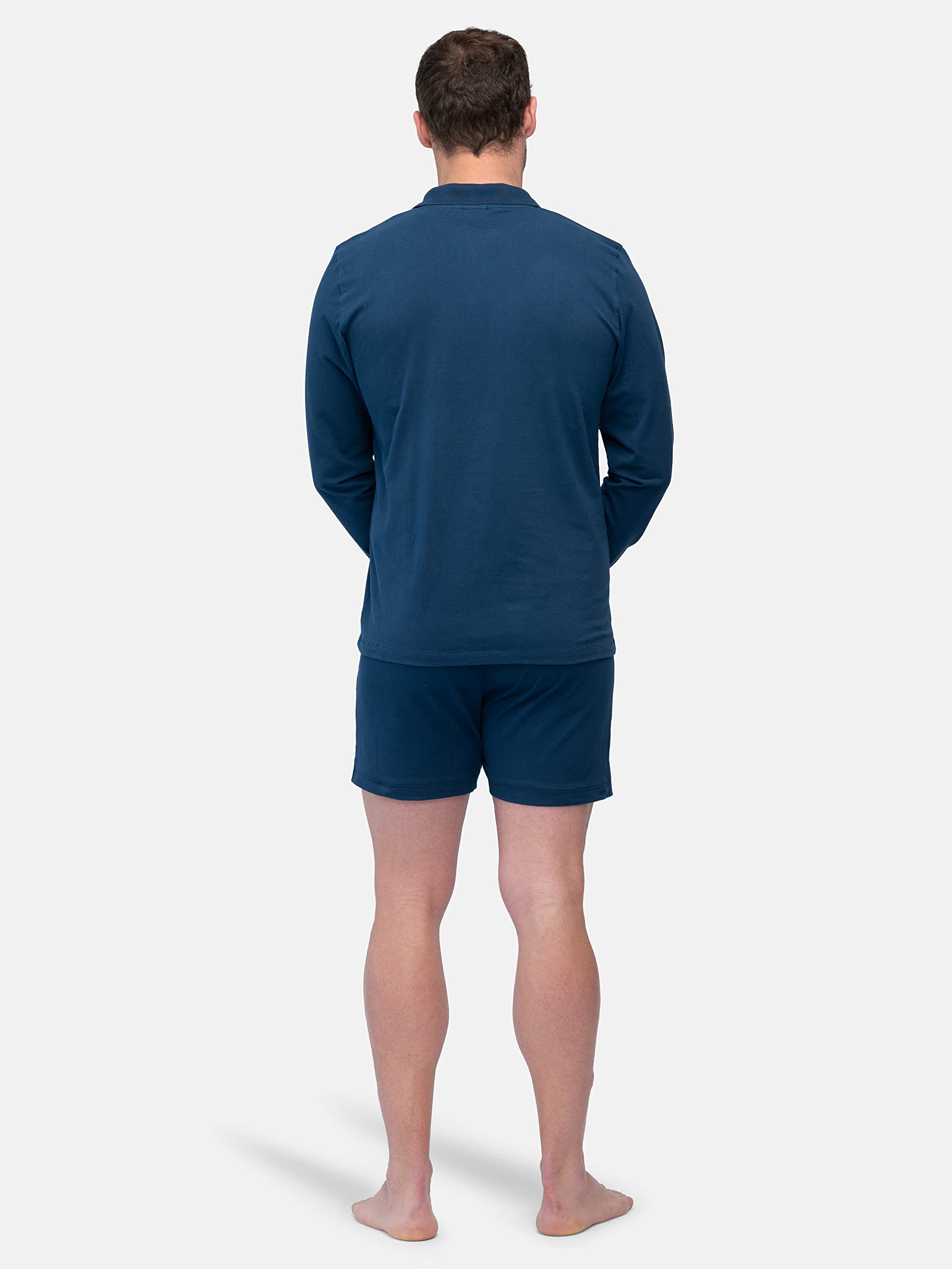 Camiseta de Manga Larga para Hombre con Cuello Polo Pijama