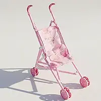 Carrinho de Boneca Rosa para Bonecas Grandes e Reborn I Modelo Dobrável e Compacto I Brinquedo de Casinha Resistente I 50 Cm I ArkToys I Arcanjo Utilidades