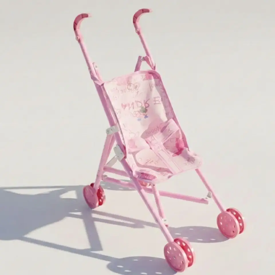 Carrinho de Boneca Rosa para Bonecas Grandes e Reborn I Modelo Dobrável e Compacto I Brinquedo de Casinha Resistente I 50 Cm I ArkToys I Arcanjo Utilidades