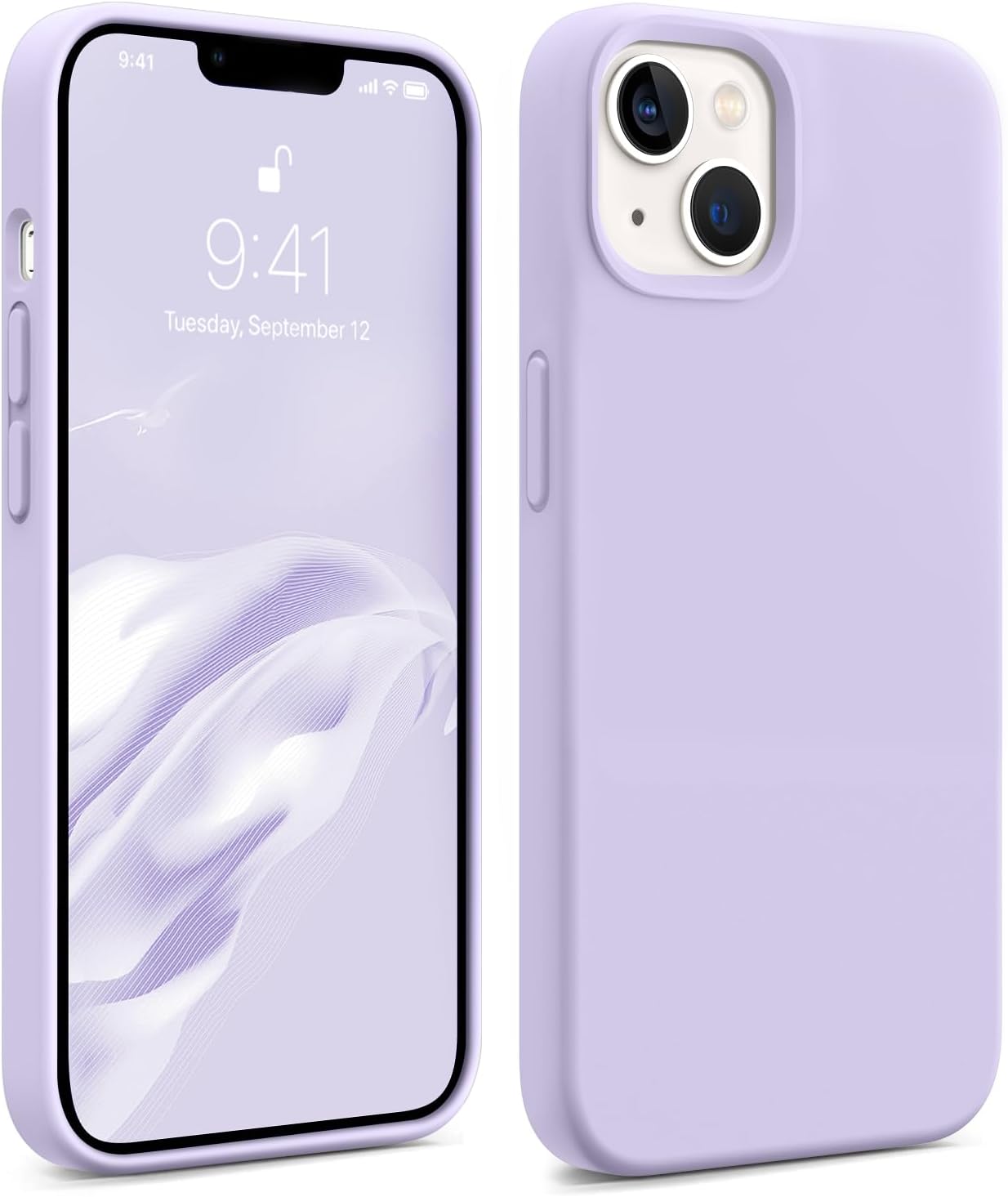 AOTESIER Magnetic Series for iPhone 13 Case, [Compatible with MagSafe] Full Body Shockproof Protective Silicone Phone Case with Anti-Scratch Microfiber Lining, 6.1 inch, Cloud Mauve