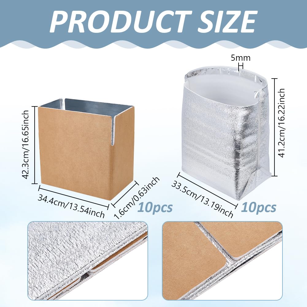 NBEADS 10 pz Scatola di Spedizione Termica con Sacchetti Interni In Alluminio, Scatole Termiche Riutilizzabili per La Spedizione di Alimenti Refrigerati, Spedizione Mailing, Imballaggio