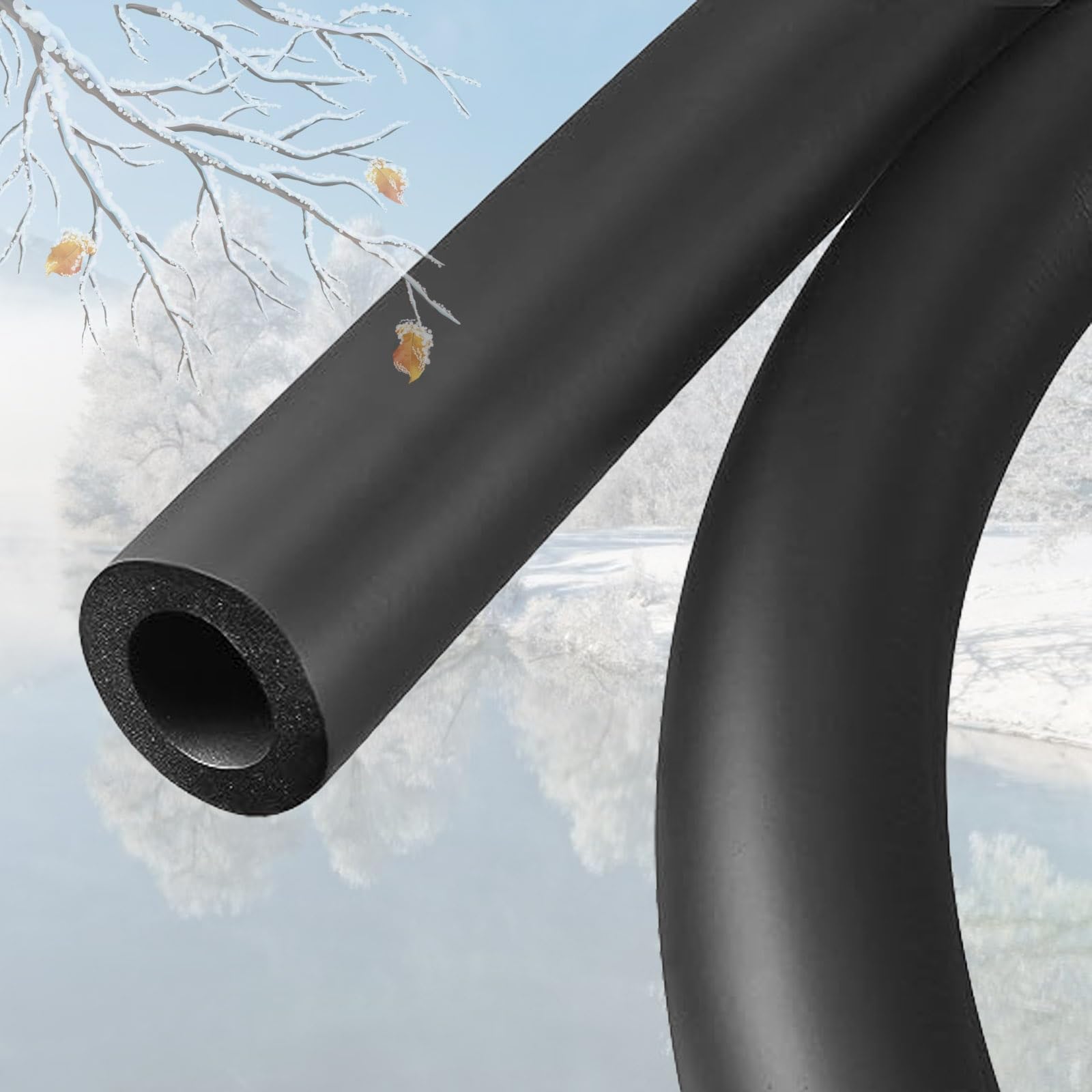 KAnduo 6-50mm Nitrile Pipe Insulation Lagging 9/15/20mm Thick Wall Pipe, Flame Retardant Antifreeze Black For Domestic Heating And Plumbing Protective Sleeve (Size : ID16mm T9mm L1.7m)