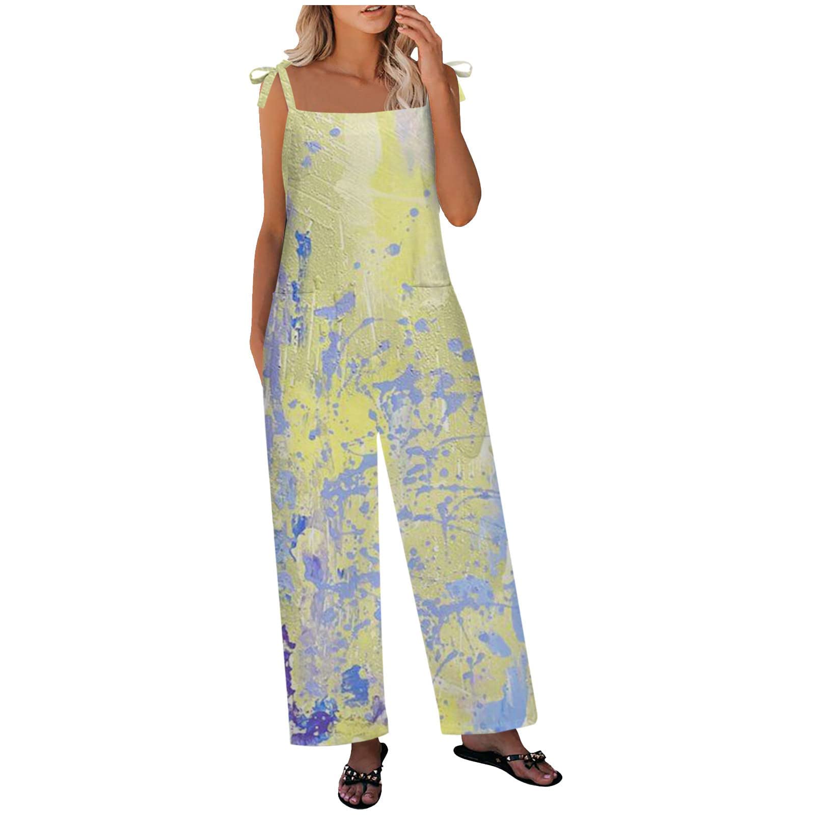 Women's Jumpsuits Playsuits Sleeveless Dungarees Casual Solid Baggy Playsuits Elegant Slim Fit Workout Harem Trousers Baggy Retro Loose Overalls Trousers Pants