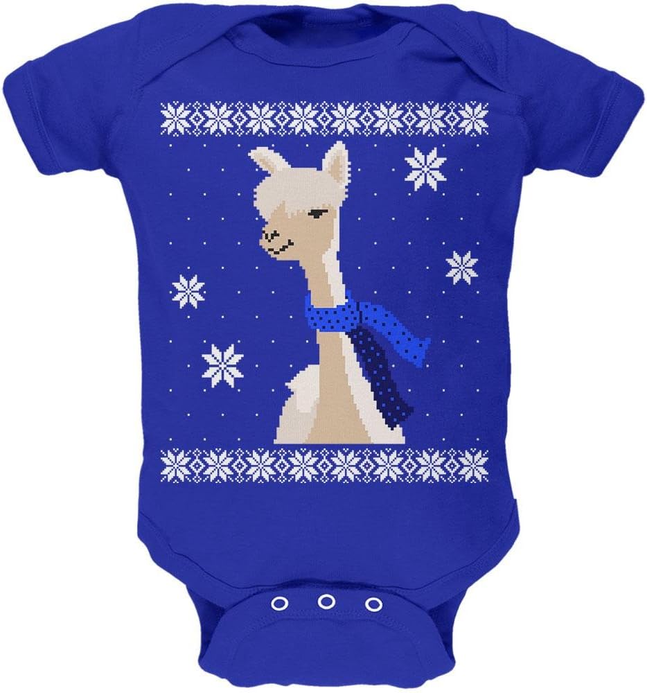 Big Alpaca Scarf Ugly Christmas Sweater Soft Baby One Piece Royal 9-12 M