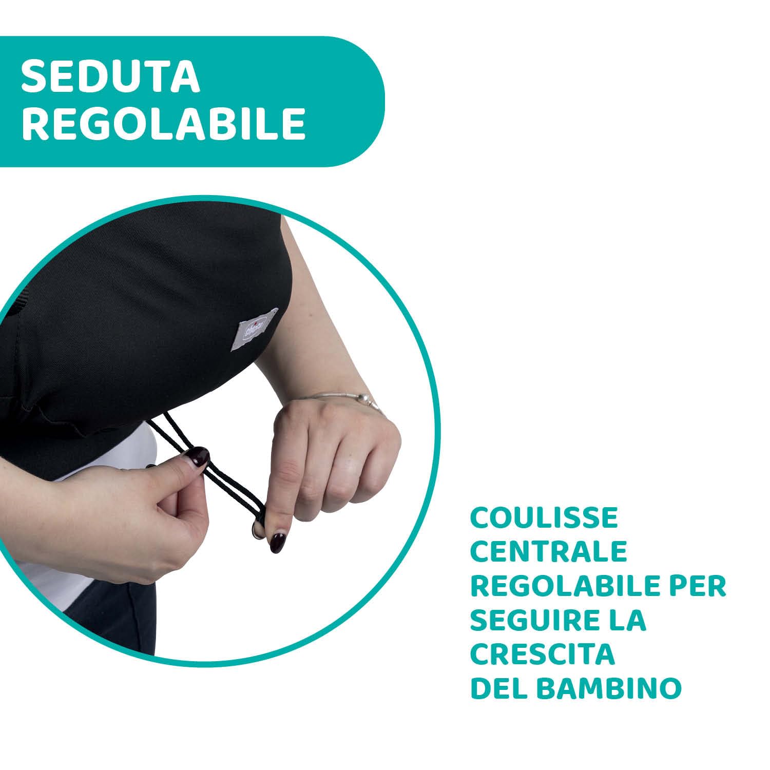 Chicco Skin Fit, Marsupio per Neonati Ergonomico, Per Bambini da 0 Mesi a 9 kg, Regolabile, Ottimo per le Anche dei Bebè, con Spallacci Incrociati e Imbottiti, Cintura Addominale, Con Cappuccio, Nero