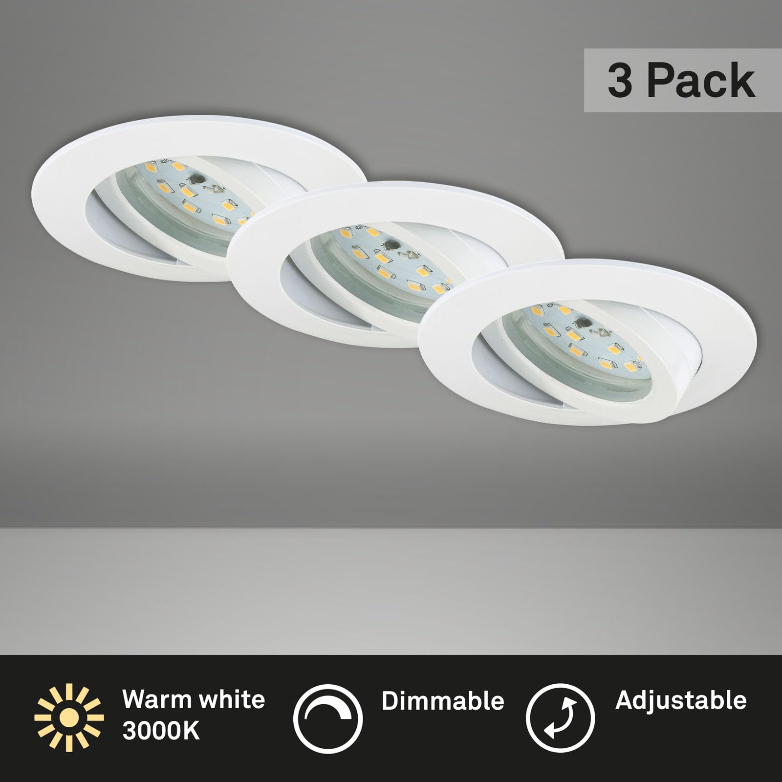 Briloner Led-inbouwlamp, inbouwspot, LED-spot, spots, plafondspot, lampen woonkamer, LED-inbouwspot 230 V, plafondinbouwlamp, draaibaar, vierkant