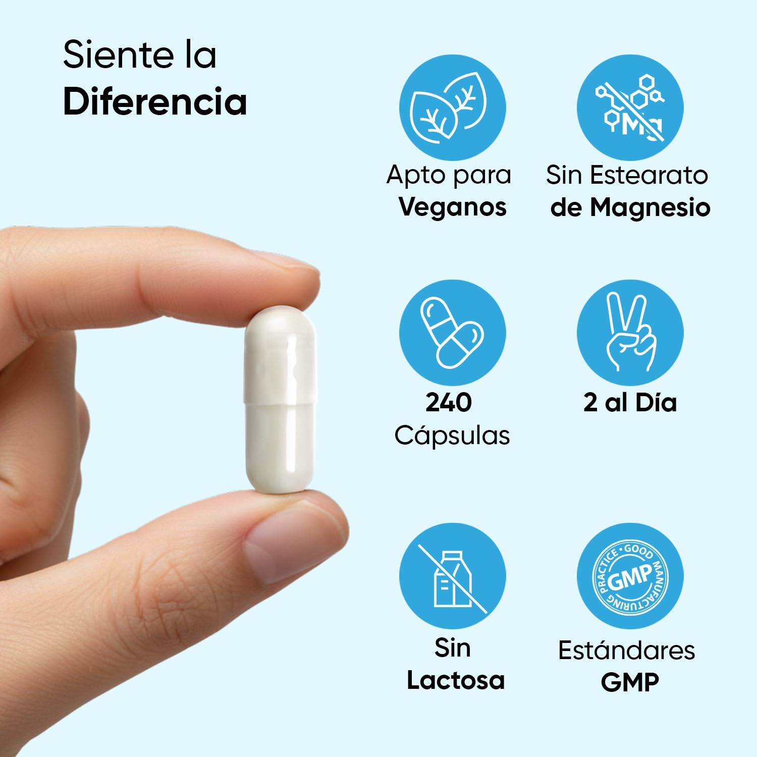 Citrato de Magnesio 240 Cápsulas Veganas - 444mg de Magnesio Puro provenientes de 1480mg del Citrato, Para 4 Meses, Contribuye a la Reducción del Cansancio y la Fatiga (EFSA), Sin Gluten ni OGM