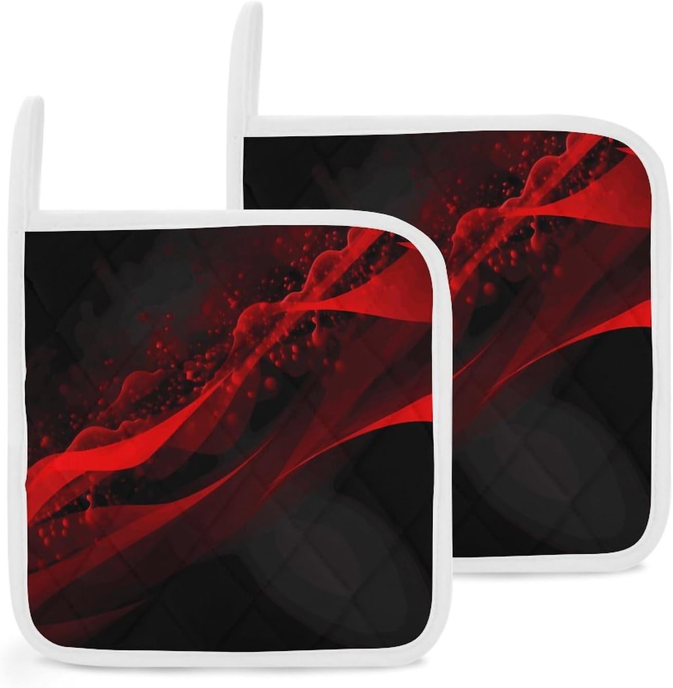 Black And Red Background Polyester Heat Resistant Pot Pad Non Slip Anti Scald Hot Dish Mat Reusable Table Protector for Kitchen Hot Pot Mat Wear Resistant Heat Proof Table Pad for Countertop Dining Ro