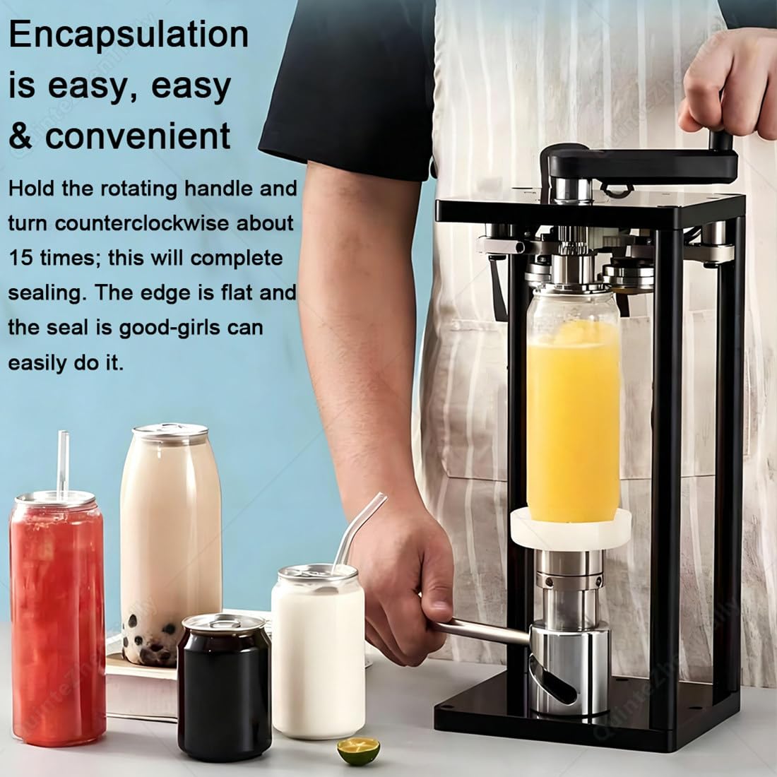 Manual Máquina Selladora Latas con Base Fija,Negro 500mljar