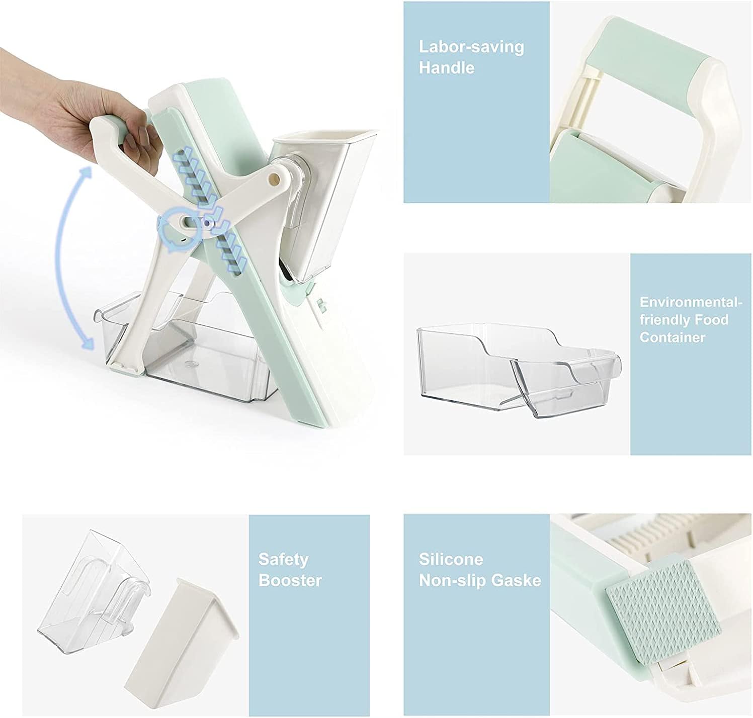 Protector De Dedos Para Cortador Mandolina - Soporte Seguro Para Cebolla, Verduras Y Frutas, Fácil De Limpiar, De Plástico ABS