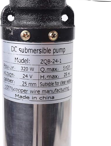 Miniatura 5 de DC 24V 320W Bomba de agua sumergible solar eléctrica de pozo profundo, flujo de 22 GPM y 5000 RPM Farm Ranch Bomba de agua sumergible de pozo