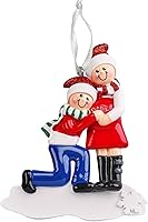 Vista 2 de Holiday Treasures Adorno personalizado de muñeco de nieve esperando familia bebé pateando pareja, adorno de árbol de Navidad, decoración artesanal