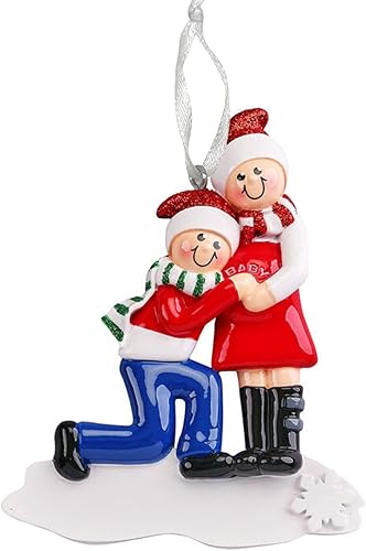 Miniatura 2 de Holiday Treasures Adorno personalizado de muñeco de nieve esperando familia bebé pateando pareja, adorno de árbol de Navidad, decoración artesanal