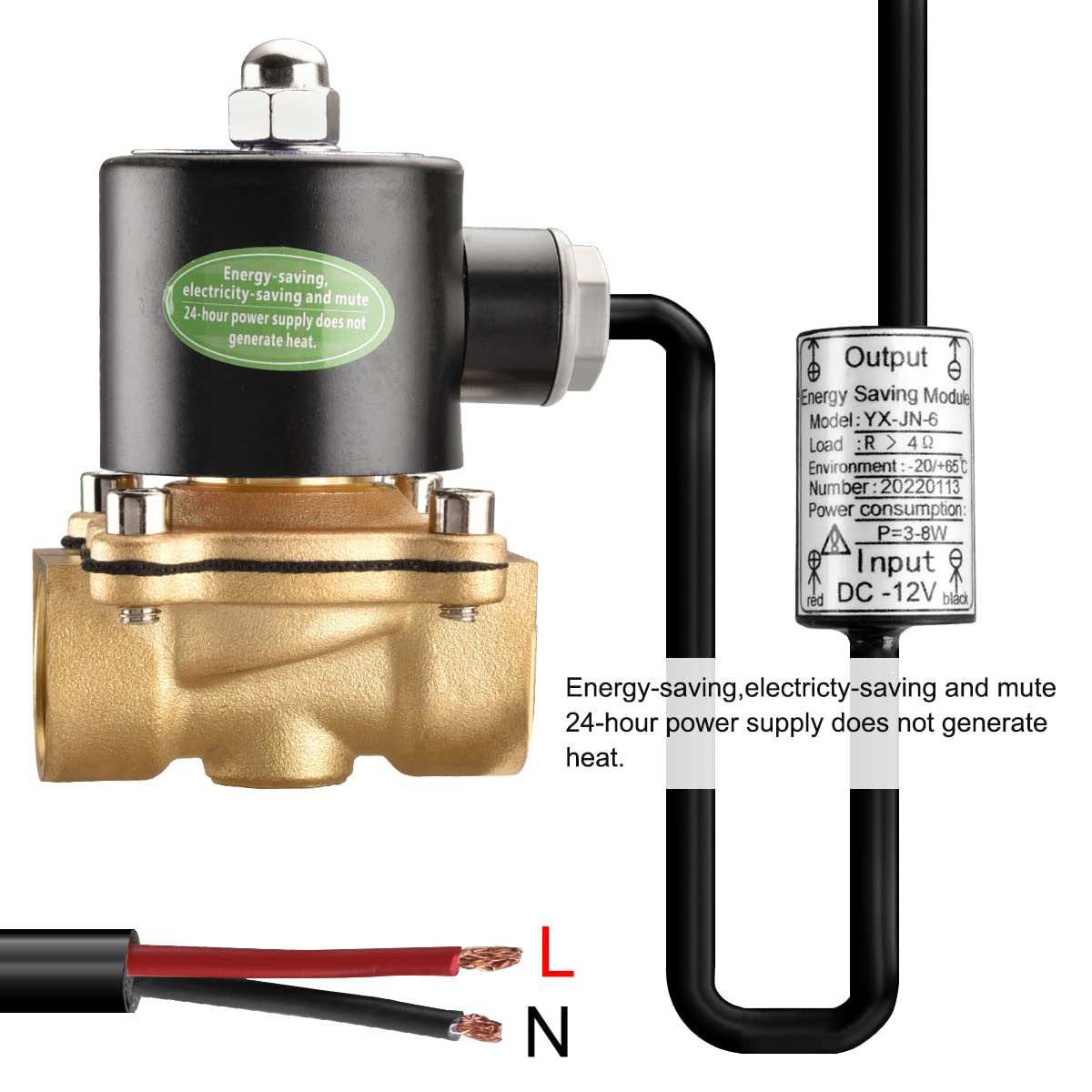 Heschen Mosiężny zawór elektromagnetyczny 2W-200-20J, DC12V, normalnie zamknięty, PT3/4
