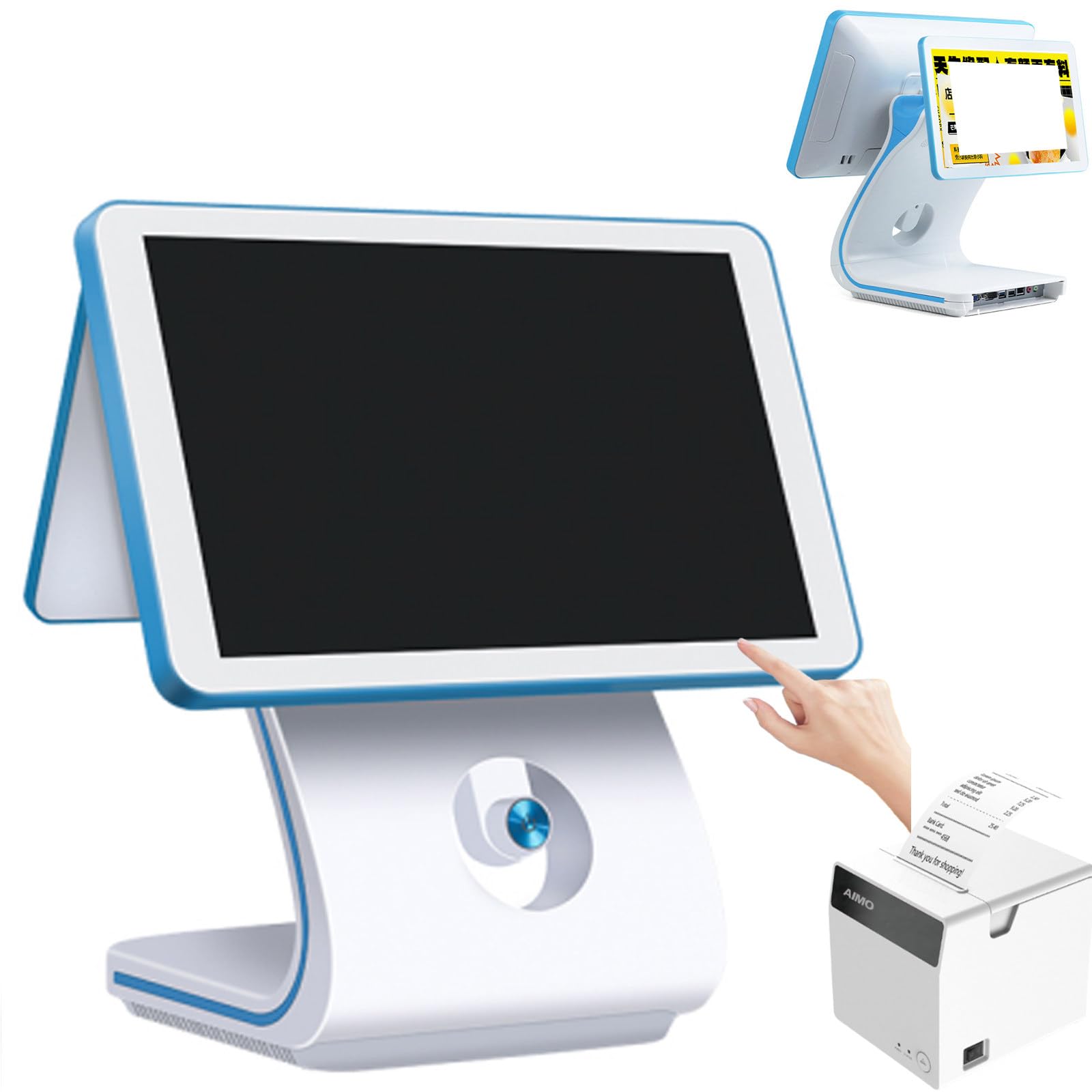 15,6 pulgadas Cajón Portamonedas Caja Registradora,Sistema integrado,Terminal TPV con impresora y 10 rollos de papel,teclado e impresora para oficinas y restaurantes,i5