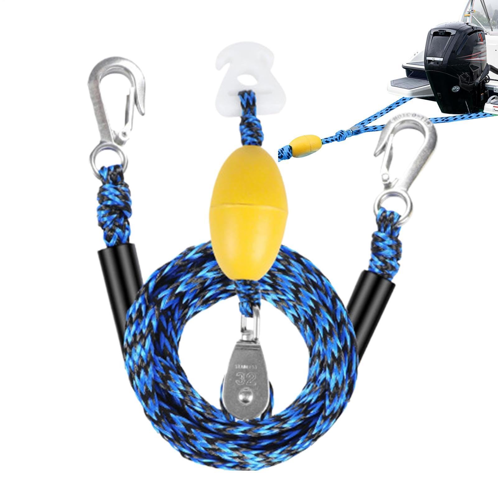 Corda di traino per tubi, supporto fino a 4 utenti, con gancio e puleggia girevole a 360 gradi, per pontone, bar, gonfiabili, kayak, surf, piscina fluviale