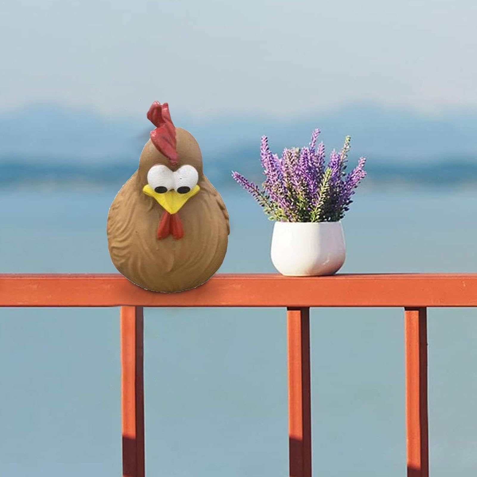 Divertente statua di gallina, divertente decorazione di galline, statuette da giardino, scultura di pollo all'aperto, decorazione da cucina per fattoria, terrazza, prato, cortile