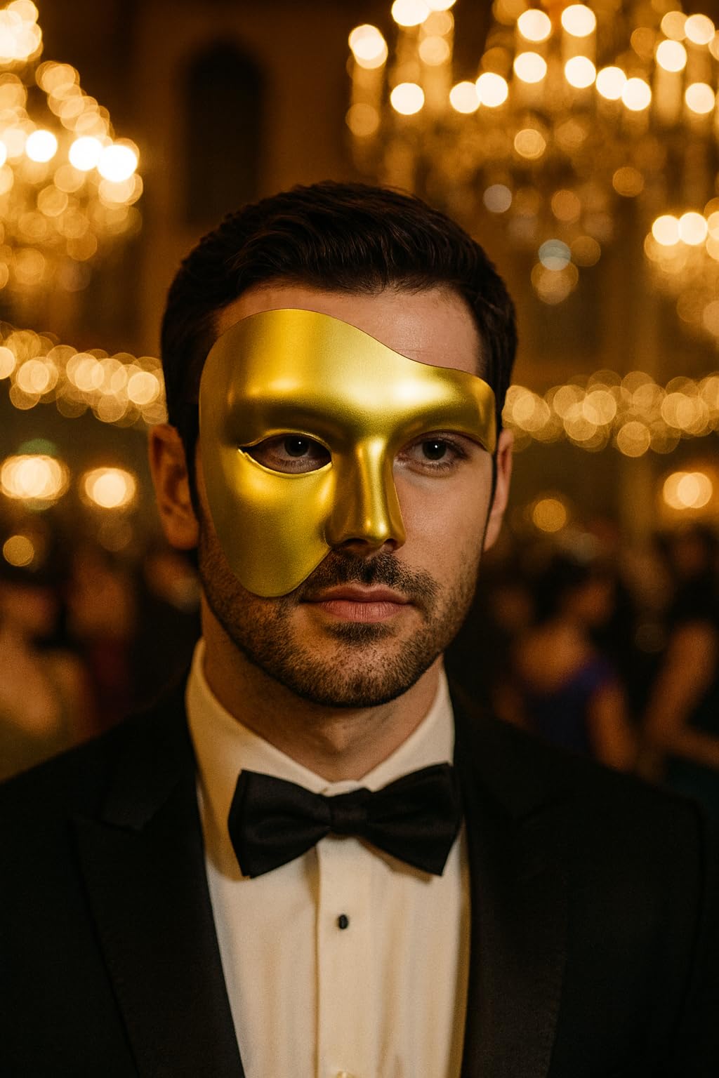Komonee Half Face Halloween Mask Matt Gold Phantom Of the Opera Costume Adult Outfit Venetian Carnival Masquerade Party Fancy Dress Cosplay For Men Women - Image 4