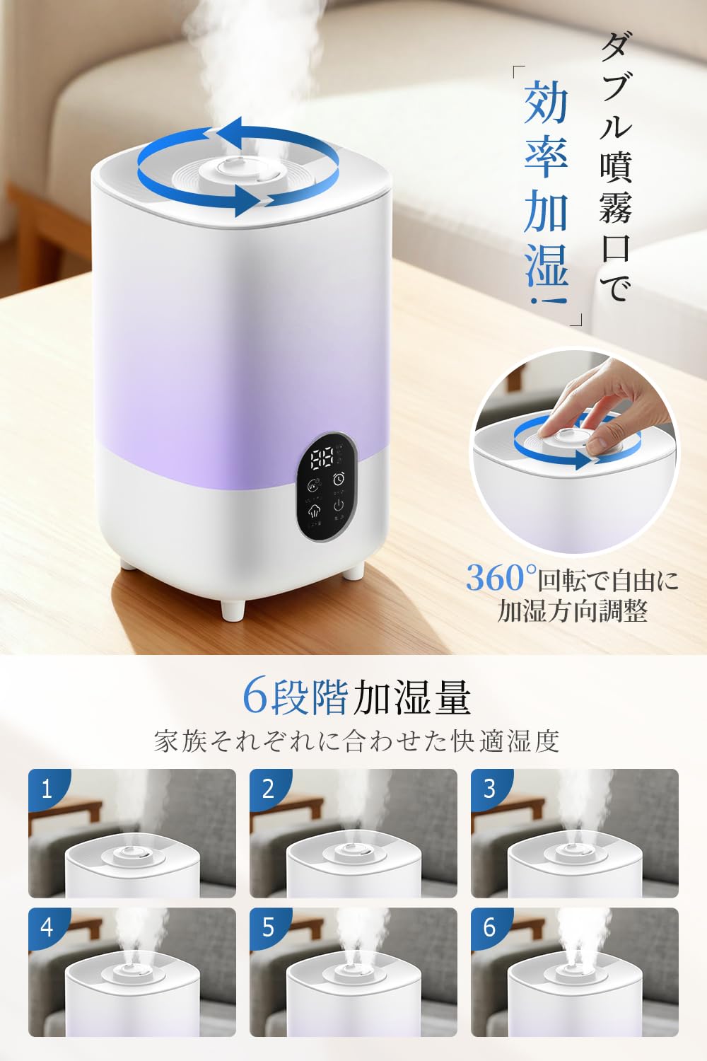 45L大容量 加湿器 超音波式 次亜塩素酸水 卓上 40時間ライト Amazon.co.jp: 加湿器 大容量 4.5L 【革新モデル・上から給水・UV