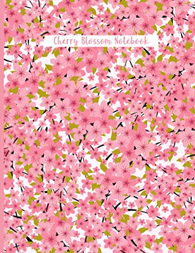 Cherry Blossom Notebook: With Wide Ruled Paper and 100 Pages - Pretty Watercolor Flower Notebook With Polka Dots