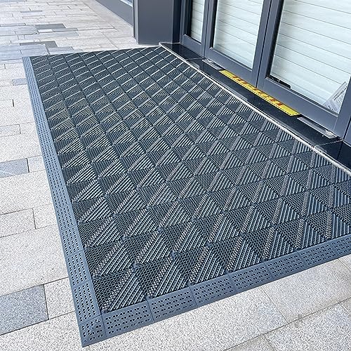 玄関マット 長方形 泥除け 大面積滑り止めマット ドアマット 入口マット PVC フローリングマット 防水マット 透かし彫り 床保護ラグ 吸湿 防滑 収納簡単 丸洗い 90cm*150cm 屋外 業務用 事務所 庭 廊下