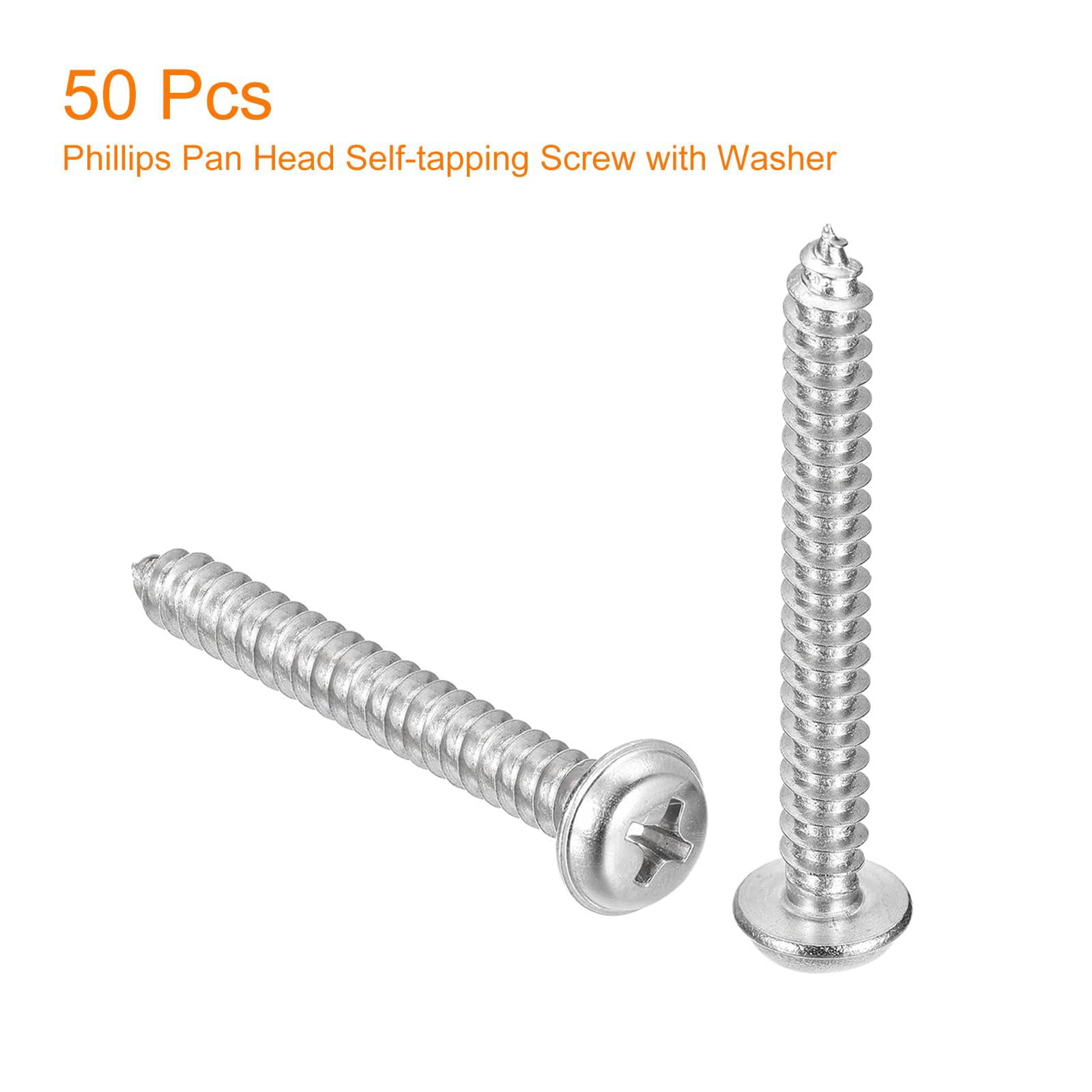 TA-VIGOR 50Pcs Self Tapping Screws with Washer, M5*45 * 11mm Phillips Pan Head Screw, Round Head Tapping Screws - Image 3