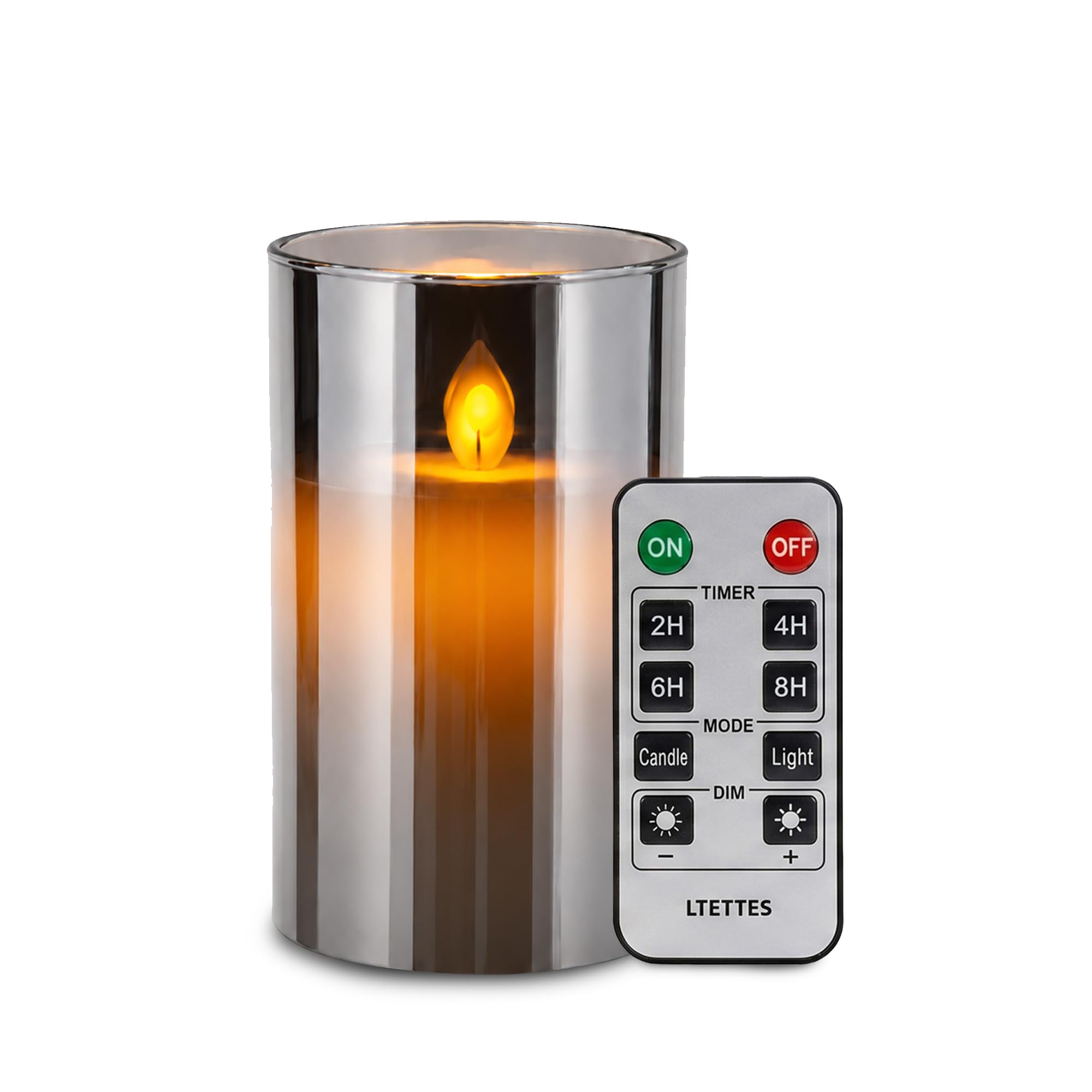 LTETTES Flameless LED Glass Pillar Candle | Real Paraffin Wax | Battery Powerd with Remote Controller | Flickering Moving Wick | Electric Candle for Home Decoration, Wedding & Party | 4''-image-10