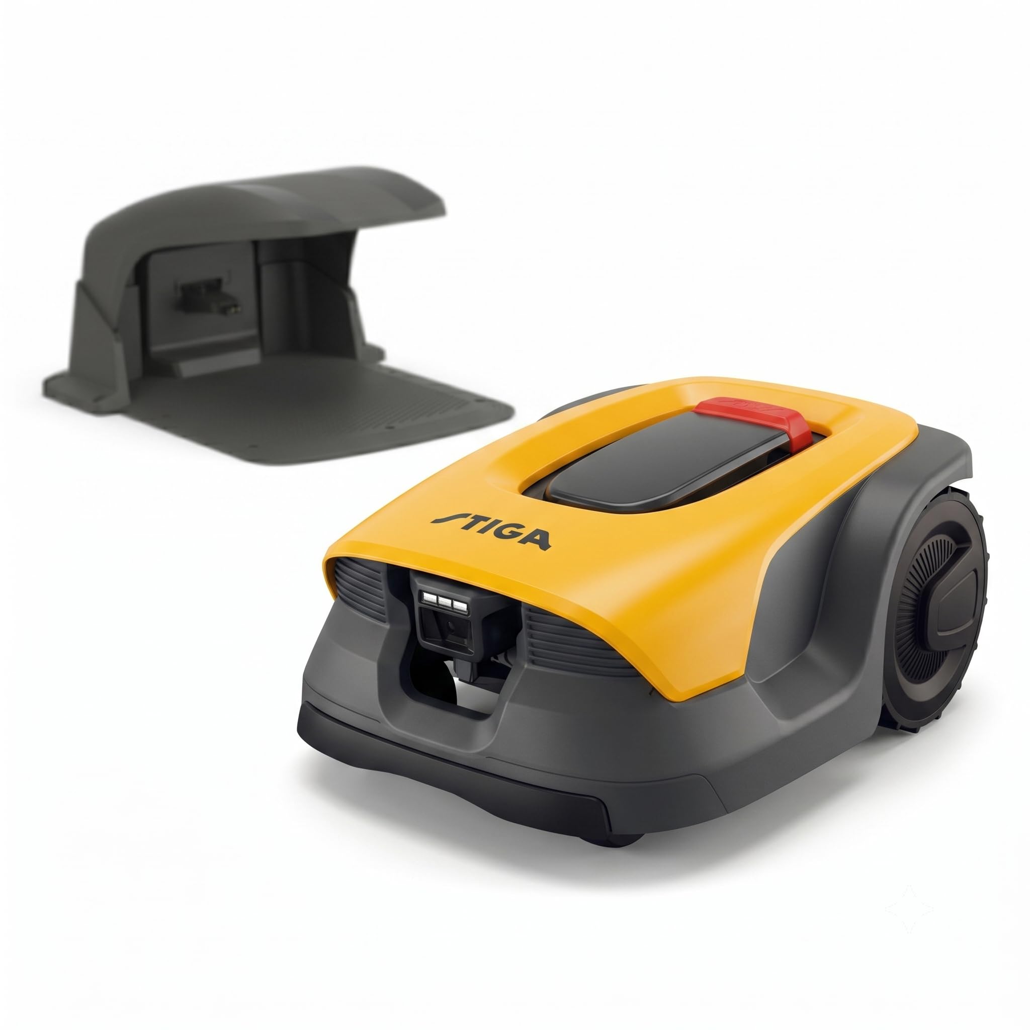 STIGA A 15v a Robot Tagliaerba, 18 cm – Telecamera AI Integrata, Navigazione Autonoma Senza Cavi, Garage Incluso – Prati fino a 1.500 m²