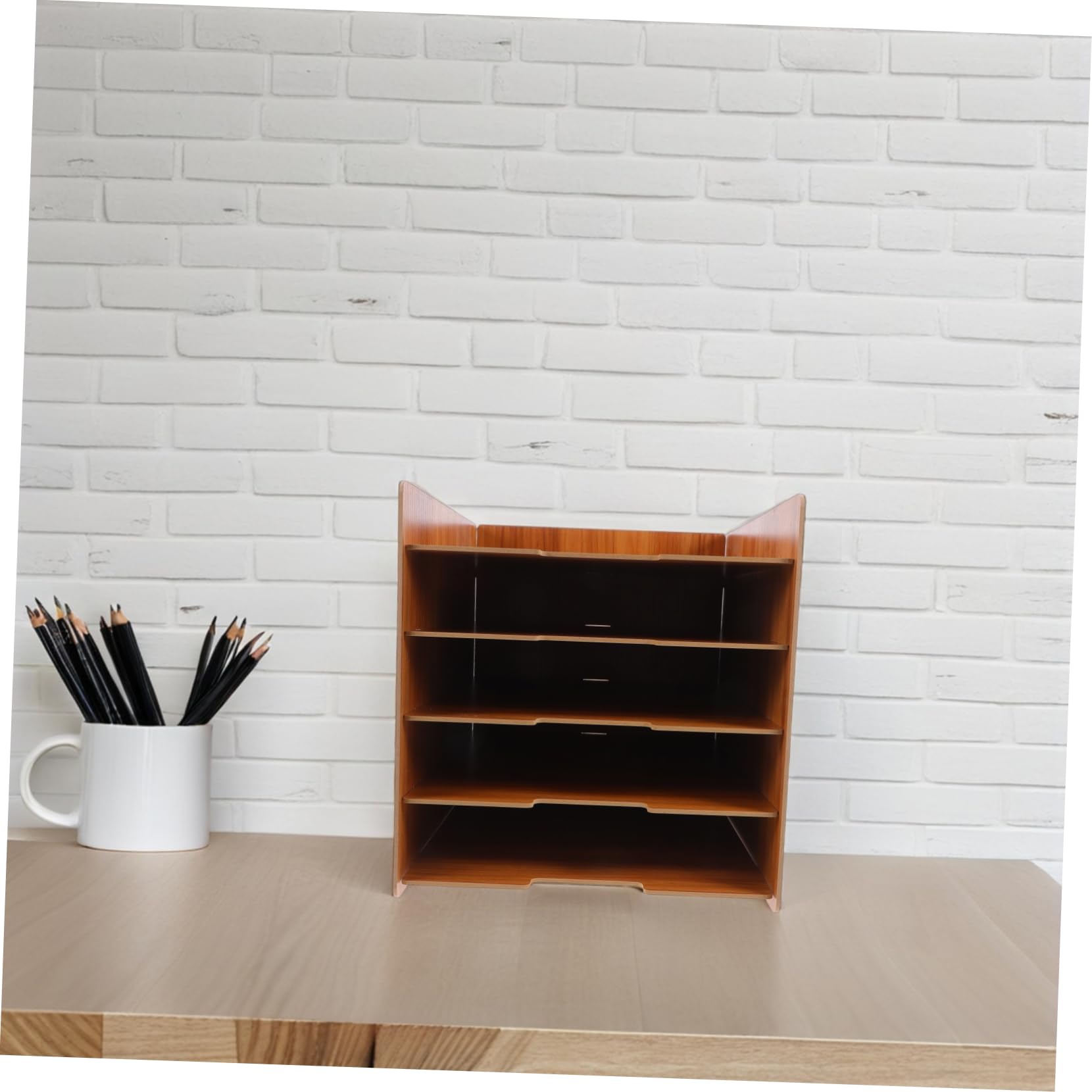 TEHAUX Organizzatore Documenti da Scrivania in Legno Multistrato Stabile per Ufficio e Casa