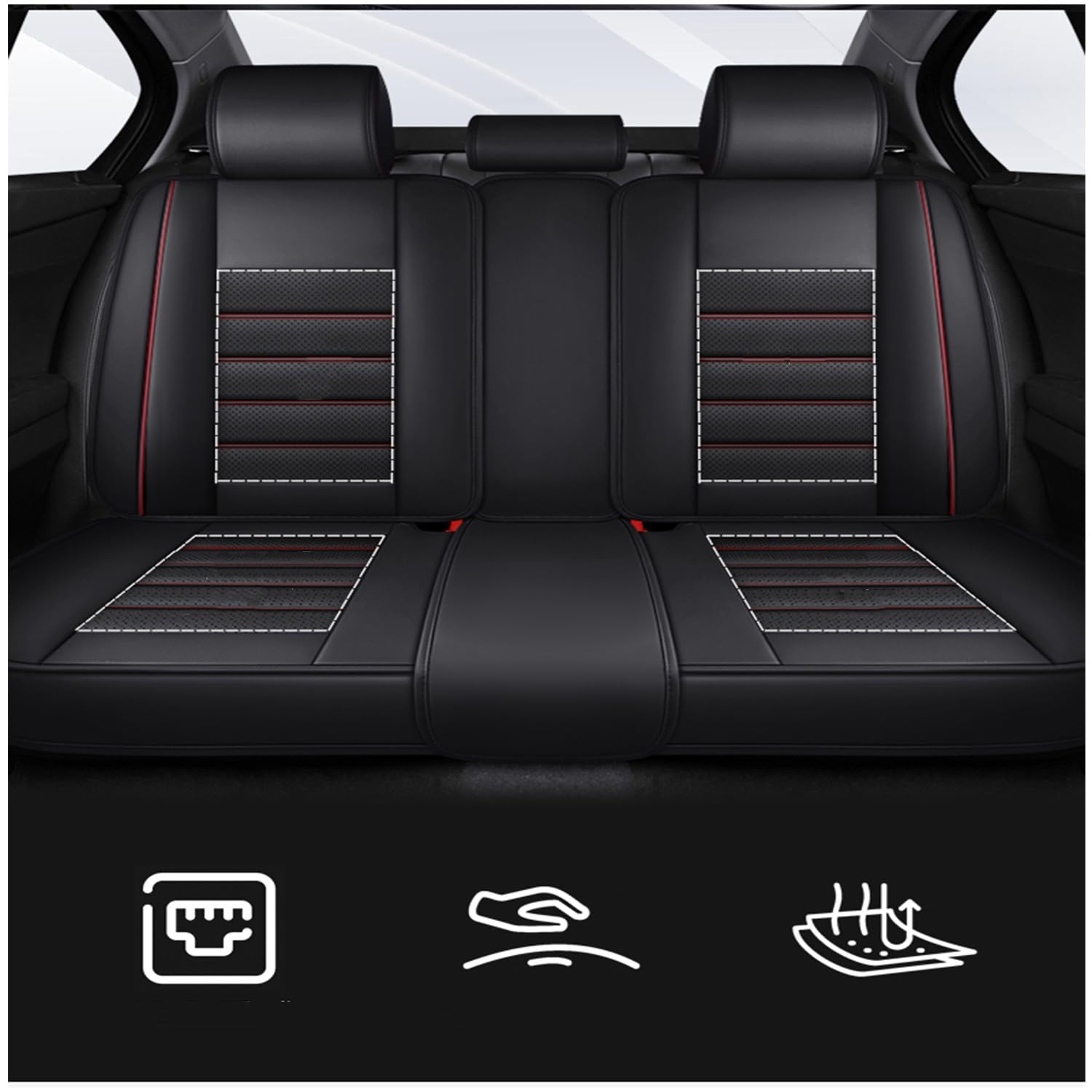 Generisch Autositzbezüge für 𝖠𝗎𝖽𝗂 A4 Avant 2015-2024 Sitzbezug,Wasserdichtes VerschleißFest Leder Full Set Auto Sitzschutz,Sitzbezüge Vorne und Hinten 5-Sitze Auto-Schonbezüge