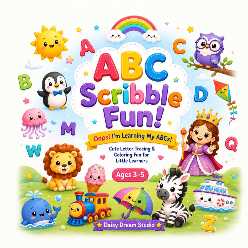 ABC Scribble Fun!: Cute Alphabet Tracing & Coloring Workbook for Kids Ages 3–5 | Learn Lowercase Cursive Letters, Handwriting Practice & Fun Coloring Activities