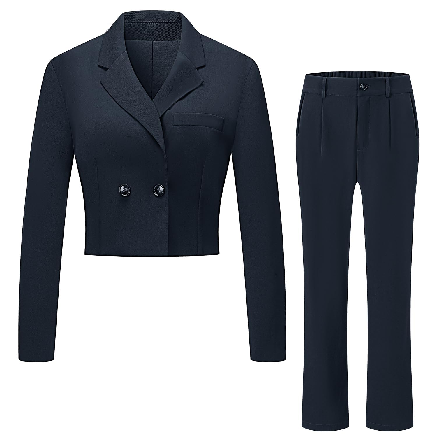 Tuta per pantaloni da donna, set da lavoro, slim fit, elegante, blazer con gamba larga