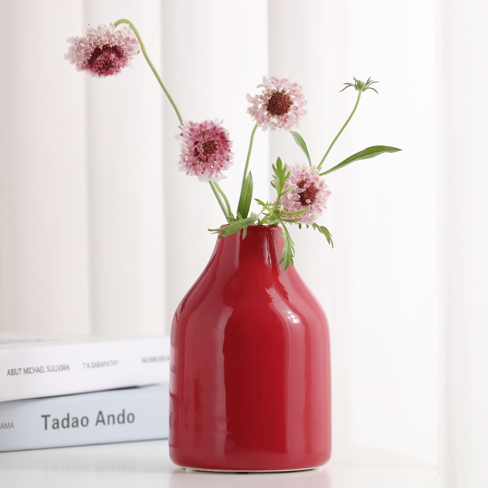 Set di 3 piccoli vasi rossi per decorazioni moderne della casa, vasi in ceramica per centrotavola, vasi da fiori per soggiorno, matrimoni, tavolo da pranzo/feste, rosso