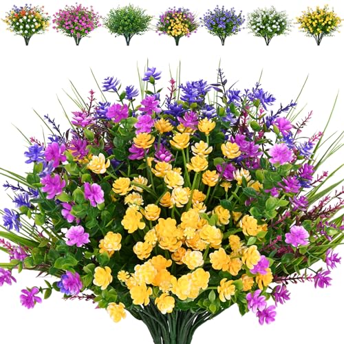Dolicer 12 Bundles Outdoor Artificial Mums Flowers cover