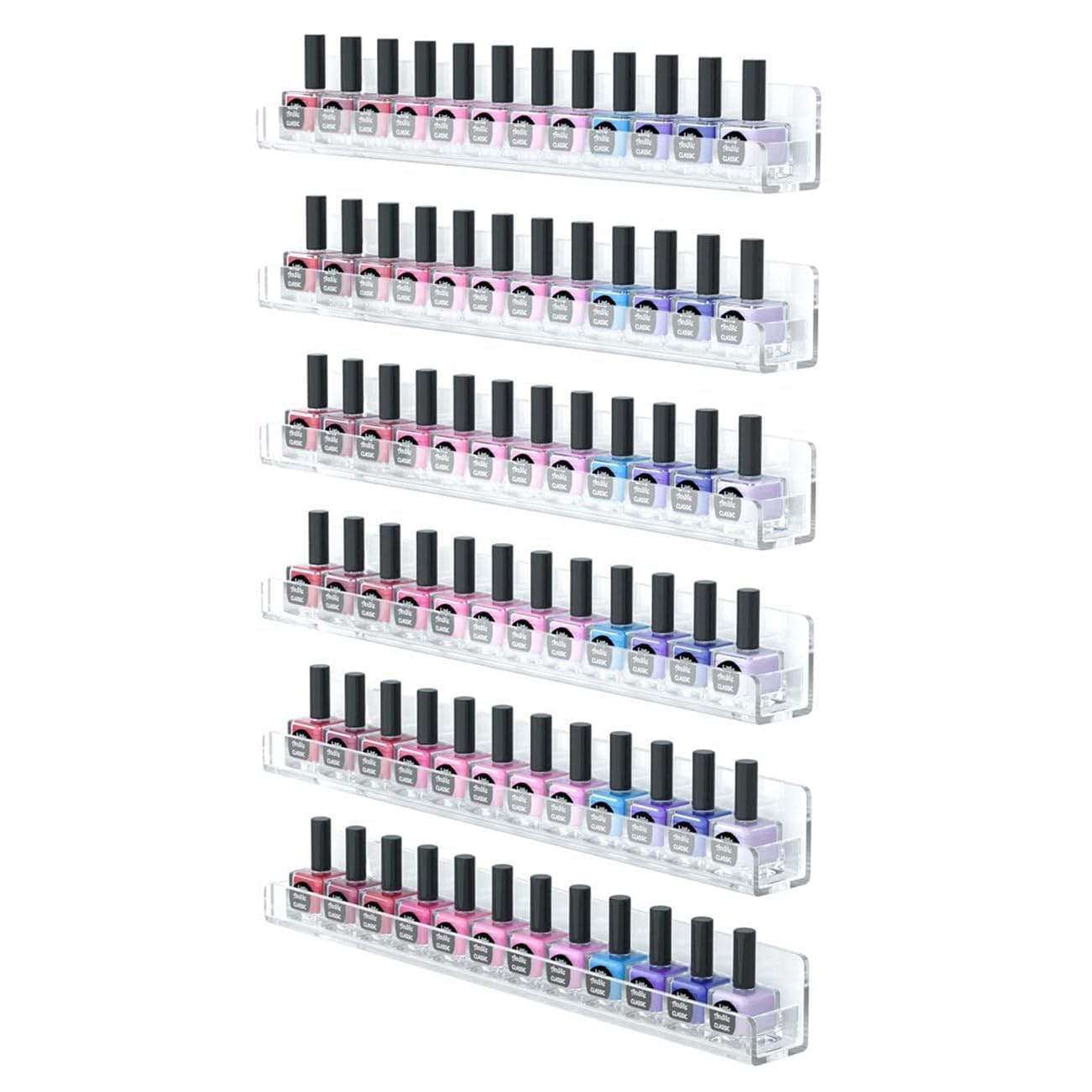 Kd Retail Acrylic Nail Polish Stand Holder – Wall Mounted Rack Shelf for Nail Polish, Cosmetics & Makeup Storage | Clear Acrylic Organizer for Salon, Shop Display & Home (4)-image-43