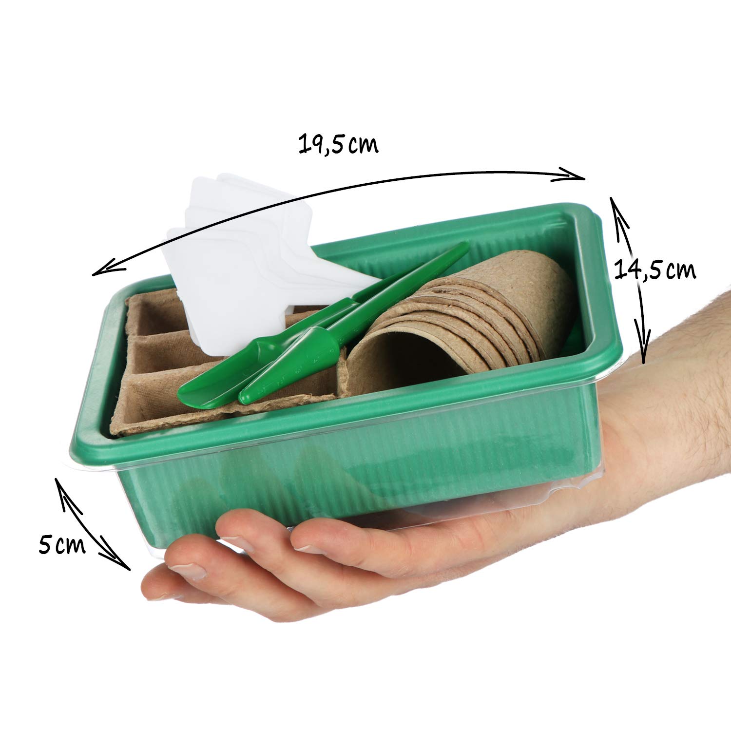 com-four® szklarnia pokojowa do hodowli roślin, zestaw do uprawy, krążki kokosowe do kiełkowania 34-teilig - Anzuchtset Mix