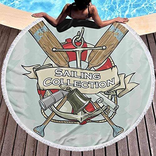 W-wishes Portasciugamani Tondo Quotsailing Collecti & quot Yacht Club Ll Antiquariato Temi storici Vetro Multiuso Diametro 59 Pollici
