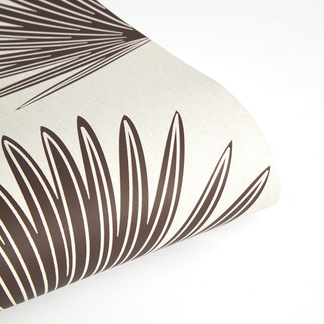 Tempaper Dark Cocoa & Cream Stamped Palm Removable Peel and Stick Boho Wallpaper, 20.5 in X 16.5 ft, Made in The USA