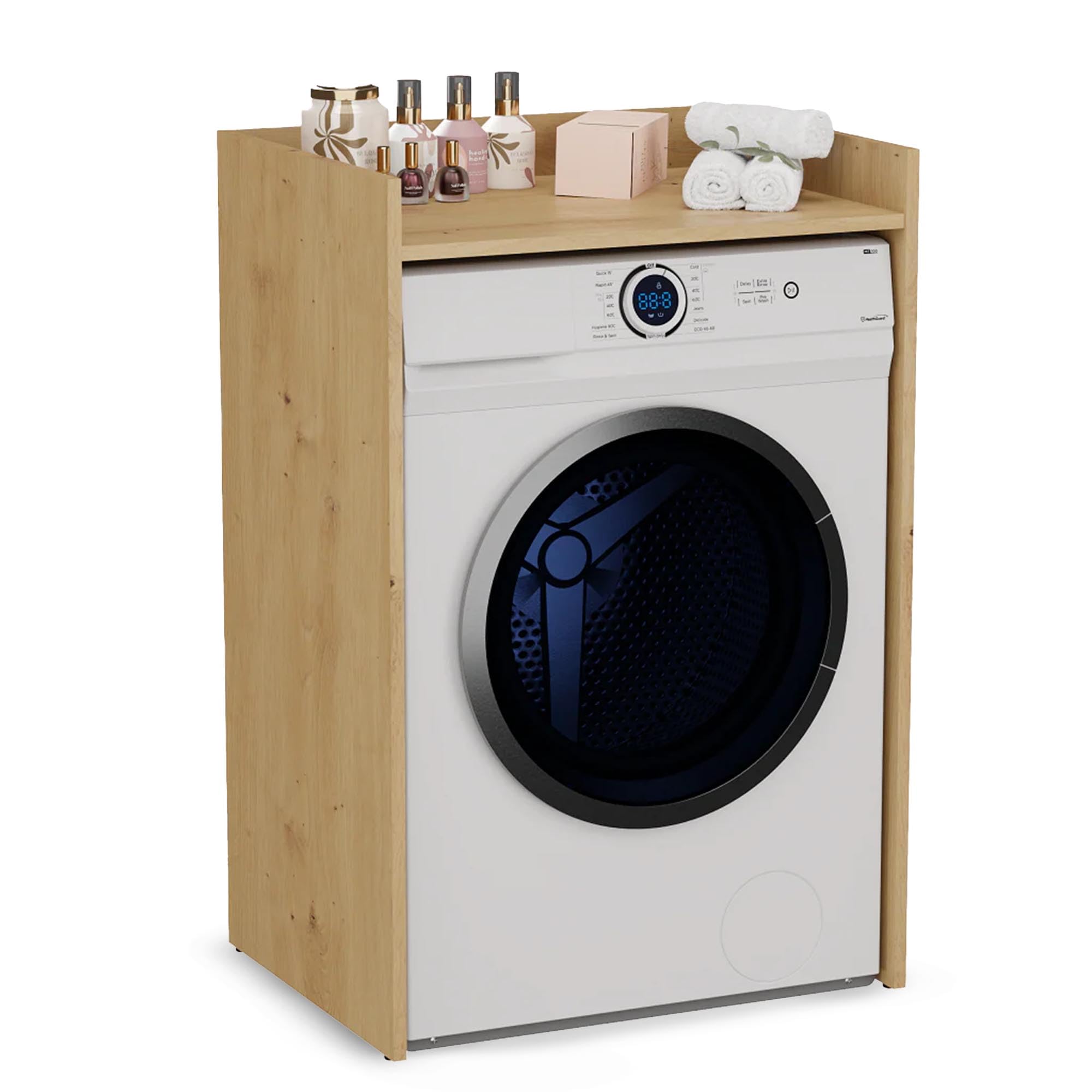 CDF Estantería sobre Lavadora Mueble de Baño Salvaspazio con Estante de Almacenamiento Estructura de Pie para Lavandería 64 x 97,5 x 50 cm - Roble Artisan