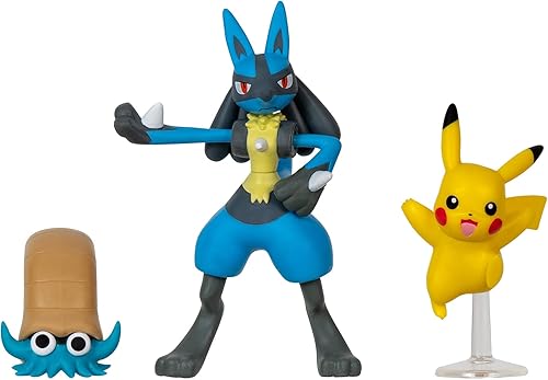 Miniatura 2 de Pokemon - Juego de figuras de batalla articuladas (Omanyte, Lucario y Pikachu)