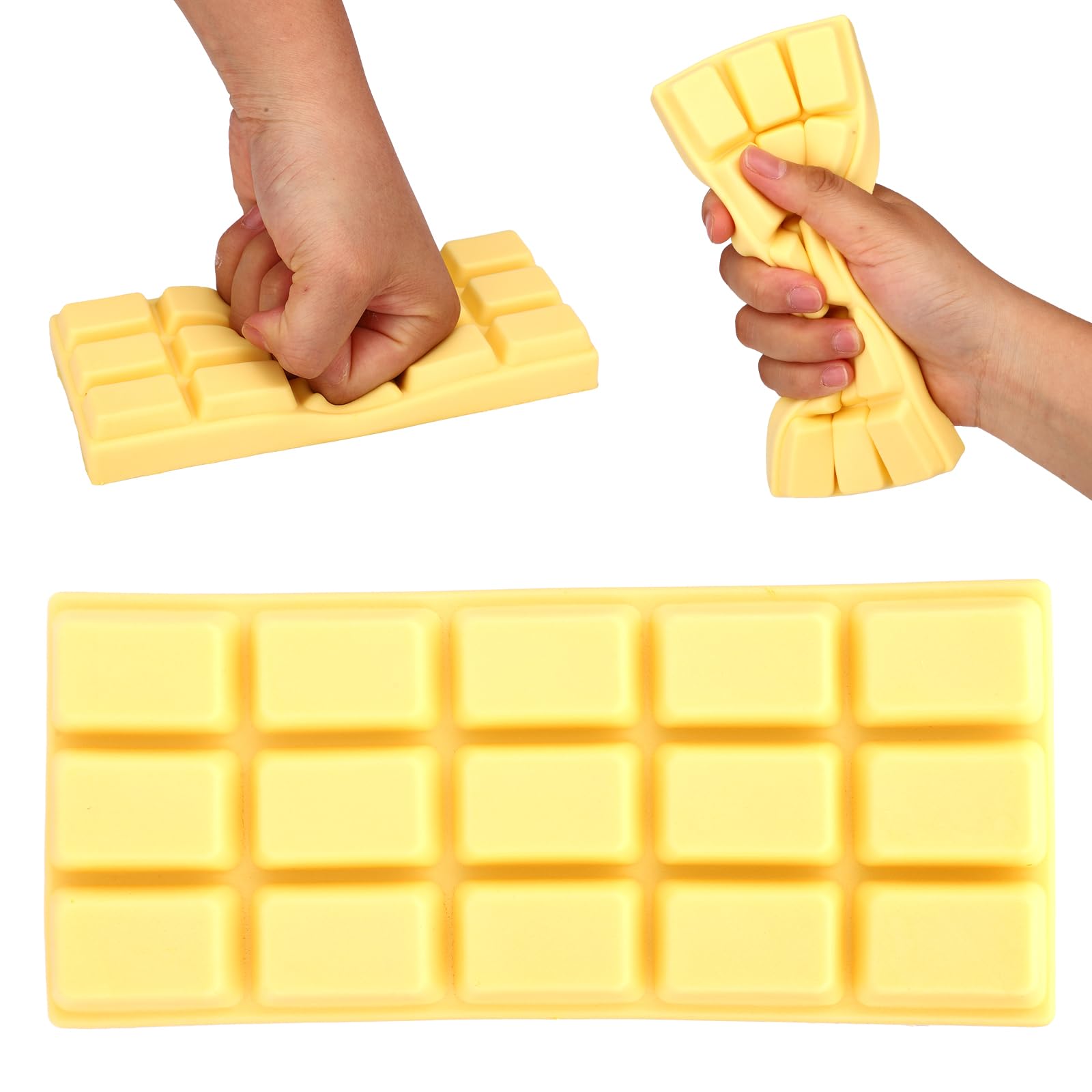 Slow Rising Chocolate Bar Squishy, Fake Chocolate Squeeze Plaything Soft Realistic Giant Food Fidget Toy Suitable for Adults Office Home Desk Focus and Party Favor (Yellow) — image 1