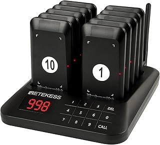 Retekess TD157S Sistema de Chamadas para Restaurantes, 400M Avisadores para Hotéis, 2 Modos de Chamada, com Vibração, Ch...