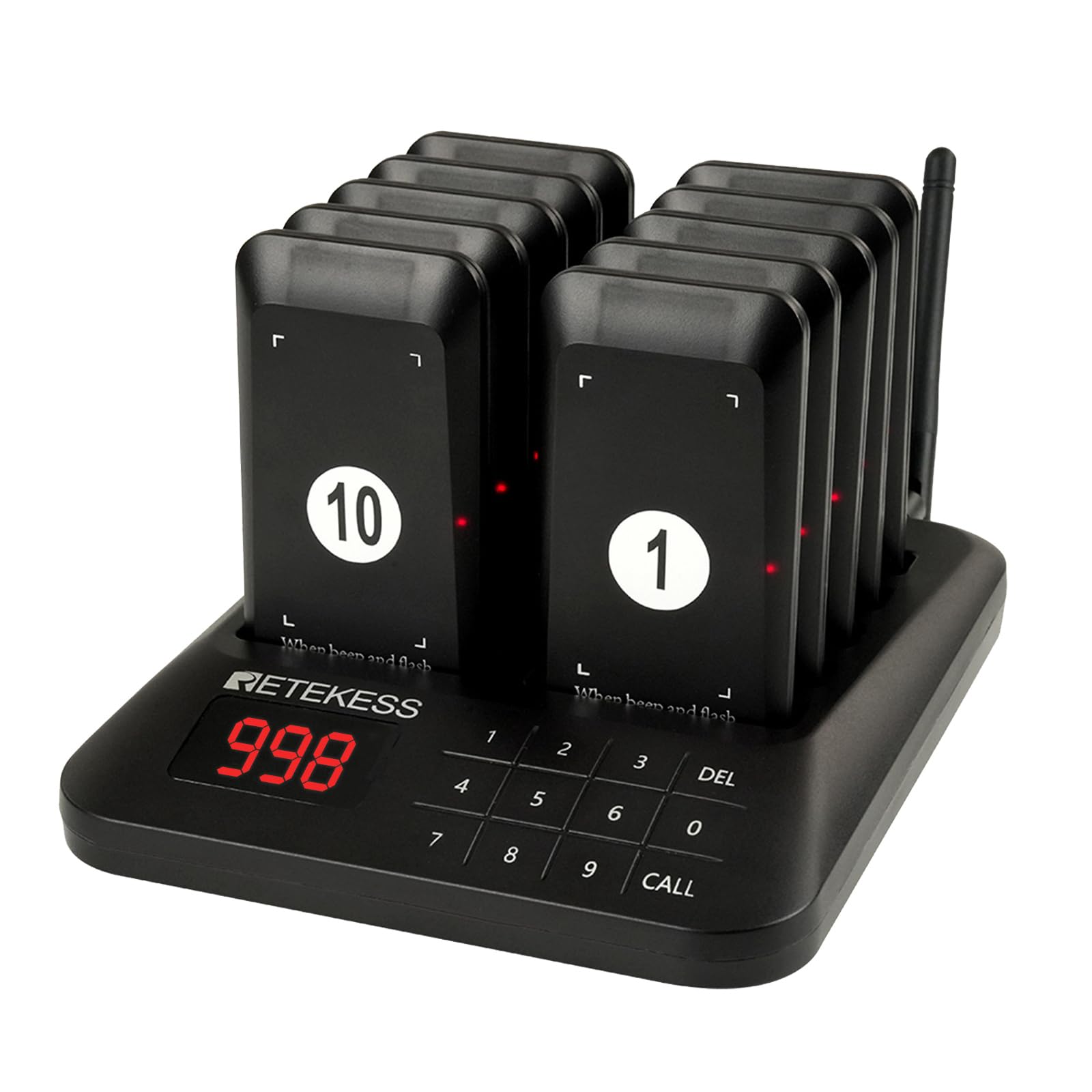 Retekess TD157S Bipeur Restaurant, 400M Bipper Restaurant, 2 Modes d'Appel, avec Vibration, Appel de Groupe en Un Clic, Bipeurs Client pour Restauration Rapide, Food Trucks, Glacier (Prise UE)