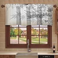 Vista 3 de Cortina cenefa, patrón japonés floral, cortinas de cocina, con bolsillo para cortina, cenefa de tratamiento para ventana de baño, 42 x 18 pulgadas