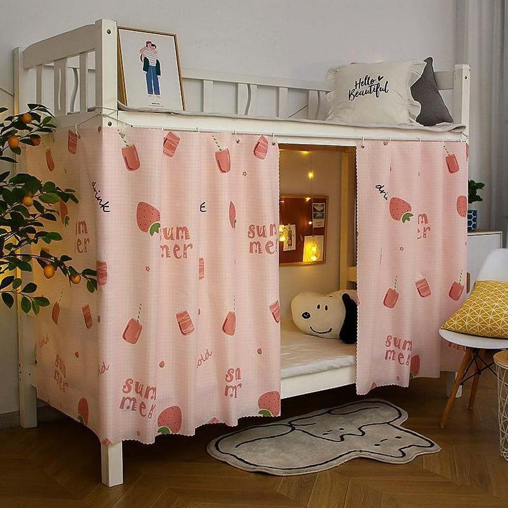 ITODA Tenda Per Letto A Castello Per Studenti, Elegante, Spessa, Da Privacy, Antipolvere, Oscurante, Zanzariera, Per Dormitorio, Singolo, Rosa (2 Pezzi), 1,15 X 2 M