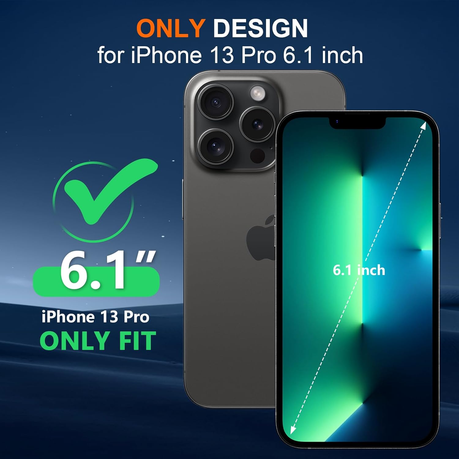 Justcool for iPhone 13 Pro Waterproof Case with Built-in Screen Protector, IP68 Rating, 360 Full Body Protection, Shock-Proof and Dust-Proof, Black
