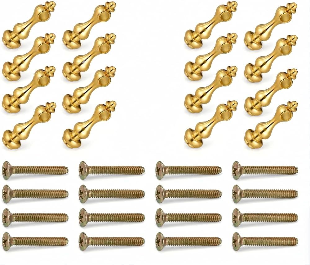 Gallery Rail Spindles Furniture Connector - 16pcs Gold Iron Decorative Shelf Railing Hardware for Bar Cart Cabinet Bookcase, Metal Post End Caps Guard Support for Wine Rack Display Shelf DIY Install