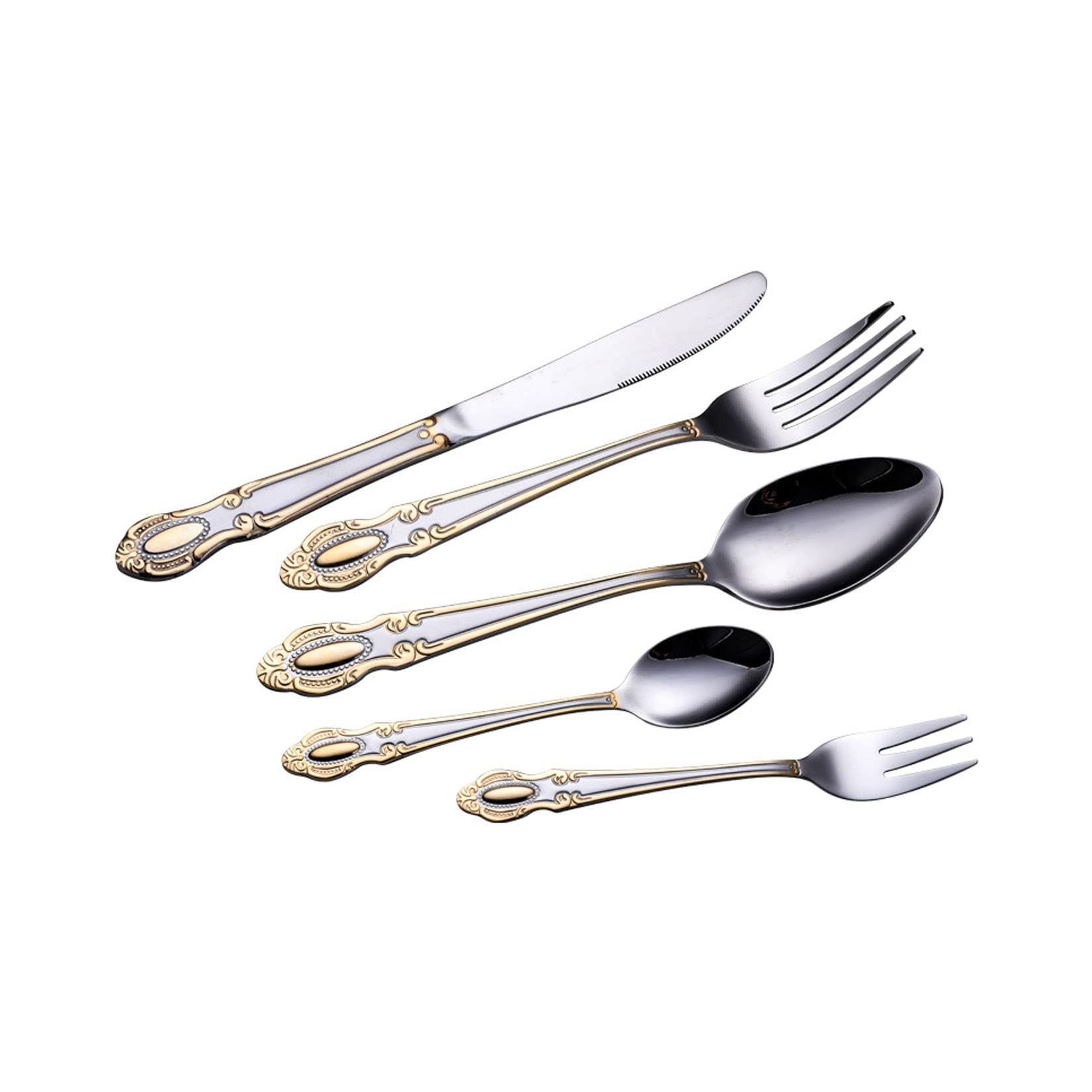 Juego De Cubiertos Para 2, Juego De Cuchillo Y Tenedor De Carne De Acero Inoxidable, Estilo Creativo Minimalista Moderno, Adecuado Para Hoteles, Hogares, Restaurantes,Plata,2set